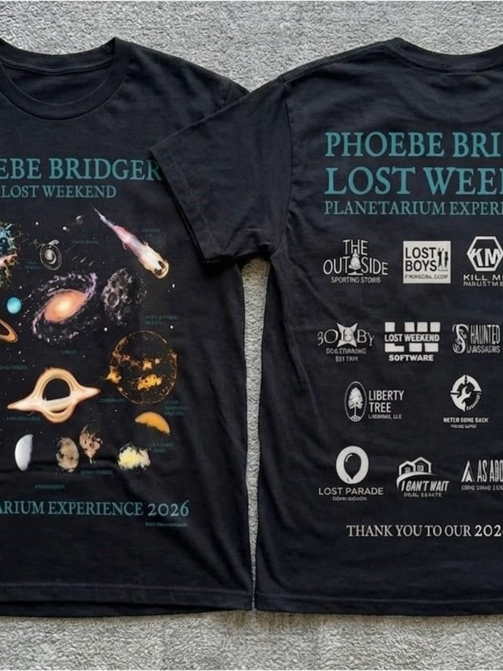Phoebe Bridgers Lost Weekend Planetarium Experience 2026 Black Graphic Tee
